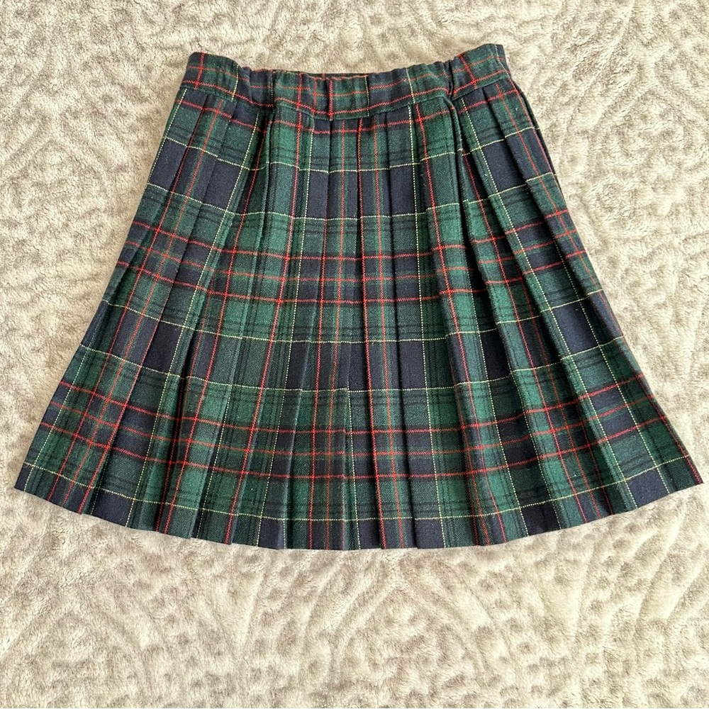 ✨Vintage RARE✨ Mini Plaid Tartan Skirt Girls size 5 BLUE GREEN RED School Girl - Picture 2 of 13
